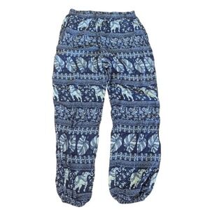 Romchard Elephant Print Harem Pants Boho Hippie Festival Lounge Blue Size OS
